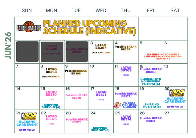 Calendar of Activities Calendar of Activities