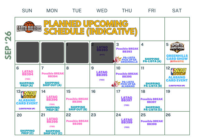 Calendar of Activities Calendar of Activities